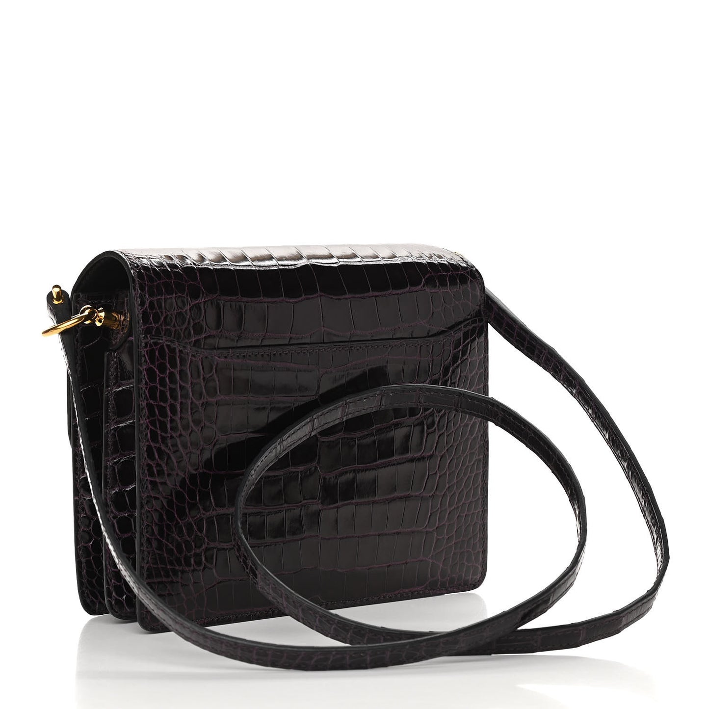 Shiny Alligator Mini Sac Roulis Prunoir