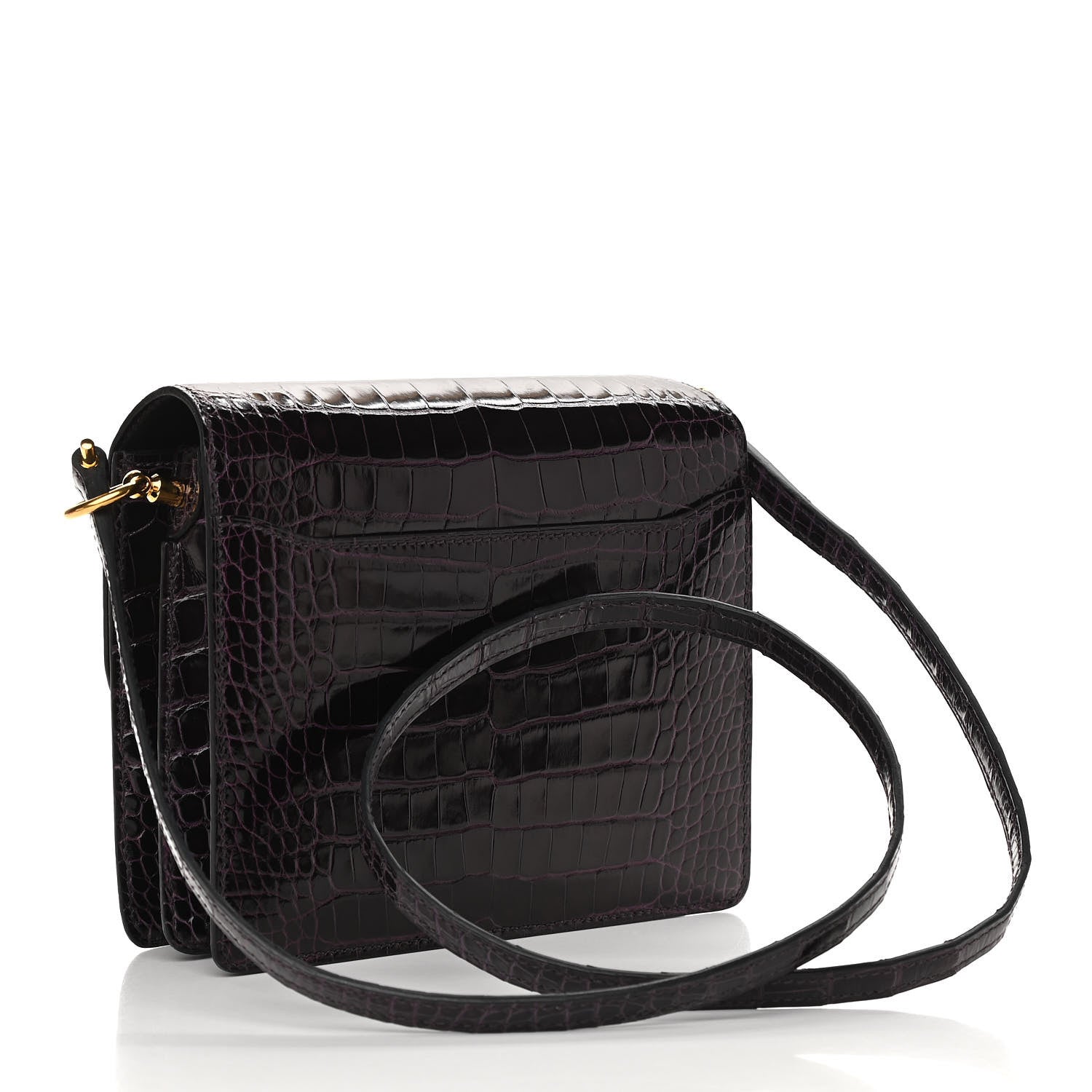 Hermes Shiny Alligator Mini Sac Roulis Prunoir 3 of 10