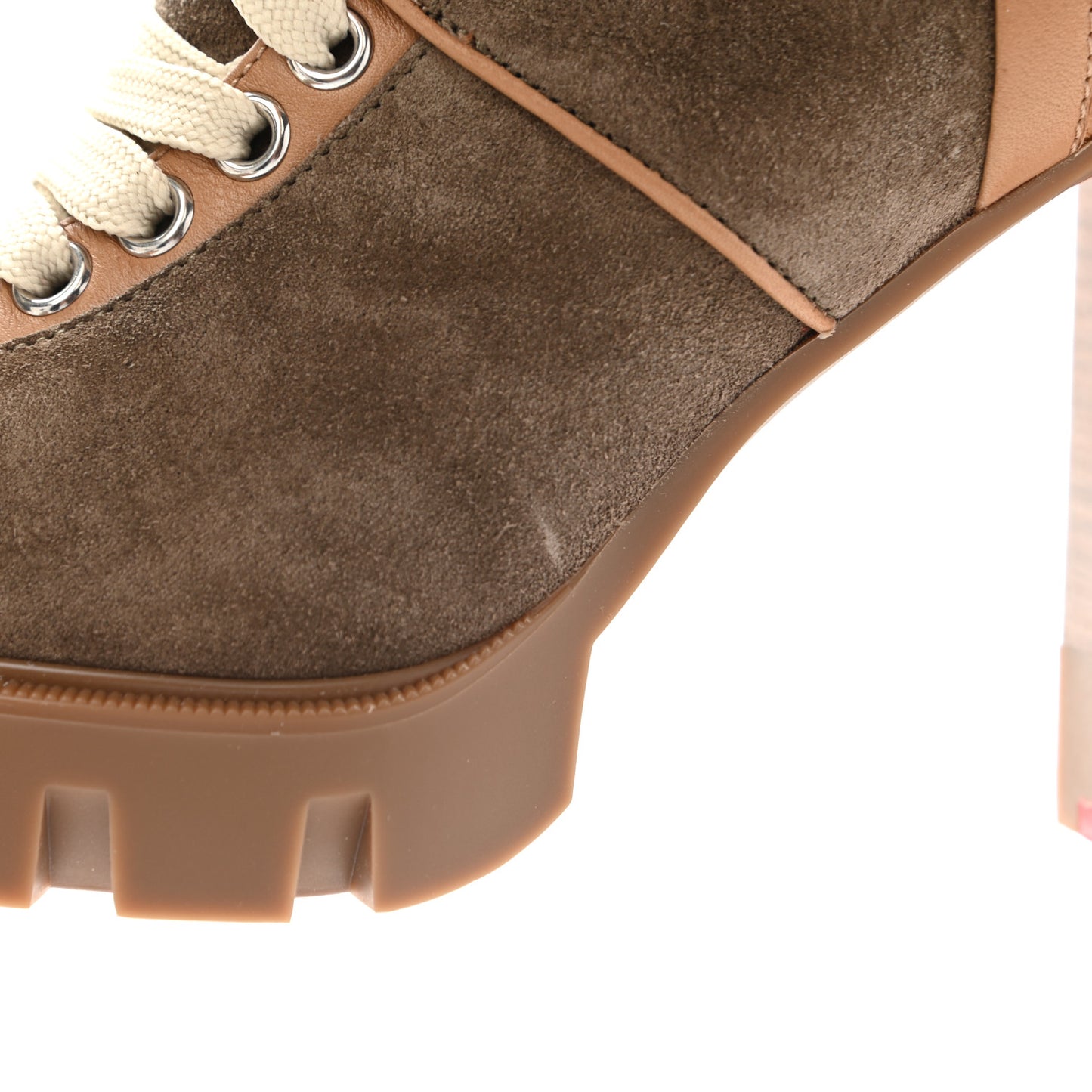 Suede Calfskin Macademia 100 Biker Platform Boots 36 Silex Light Cuir Dark Beige