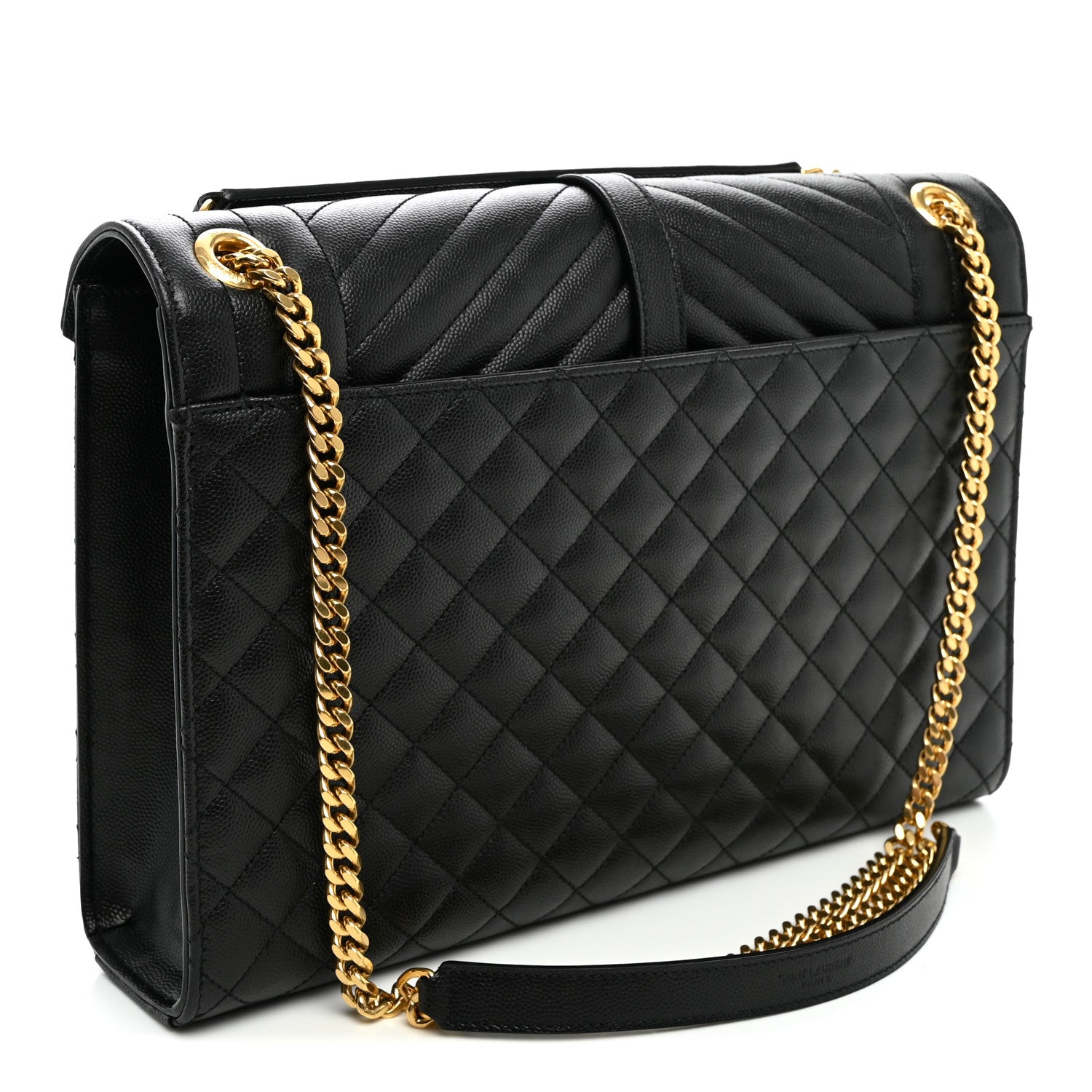 Saint Laurent Grain De Poudre Textured Mixed Matelasse Large Triquilt Monogram Satchel Black 3 of 10