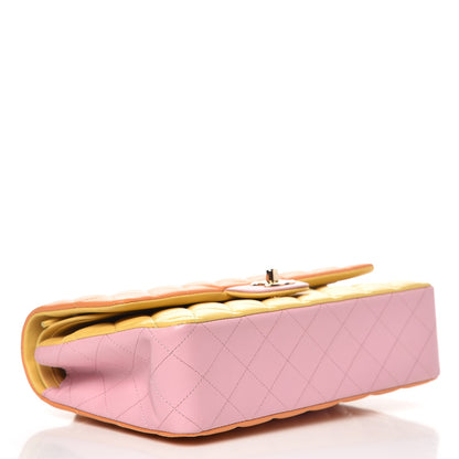 Chanel Lambskin Quilted Tri-Color Medium Double Flap Orange 5 of 9