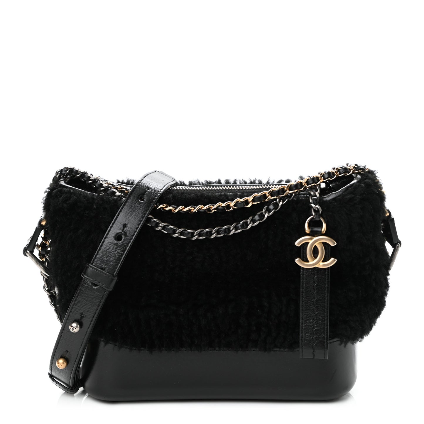 Shearling Small Gabrielle Hobo Black