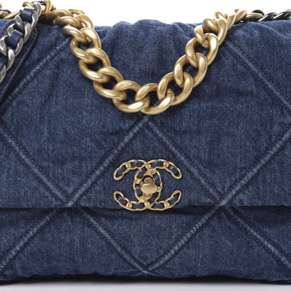 Chanel Denim Quilted Large 19 Flap Blue 8 of 11