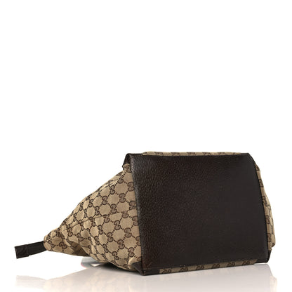 Gucci GG Monogram Medium Web Handle Bucket Tote Dark Brown 4 of 12