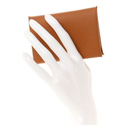 Hermes Epsom Calvi Duo Card Case Gold 2 of 9