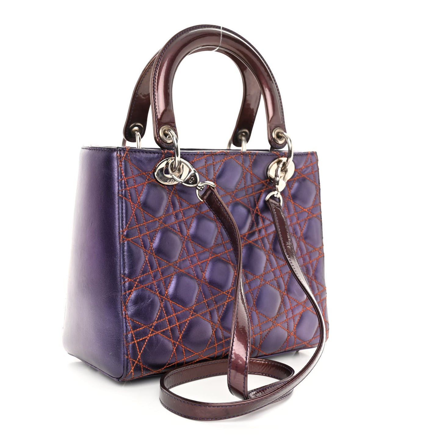 Metallic Lambskin Cannage Medium Anselm Reyle Lady Dior Purple Orange
