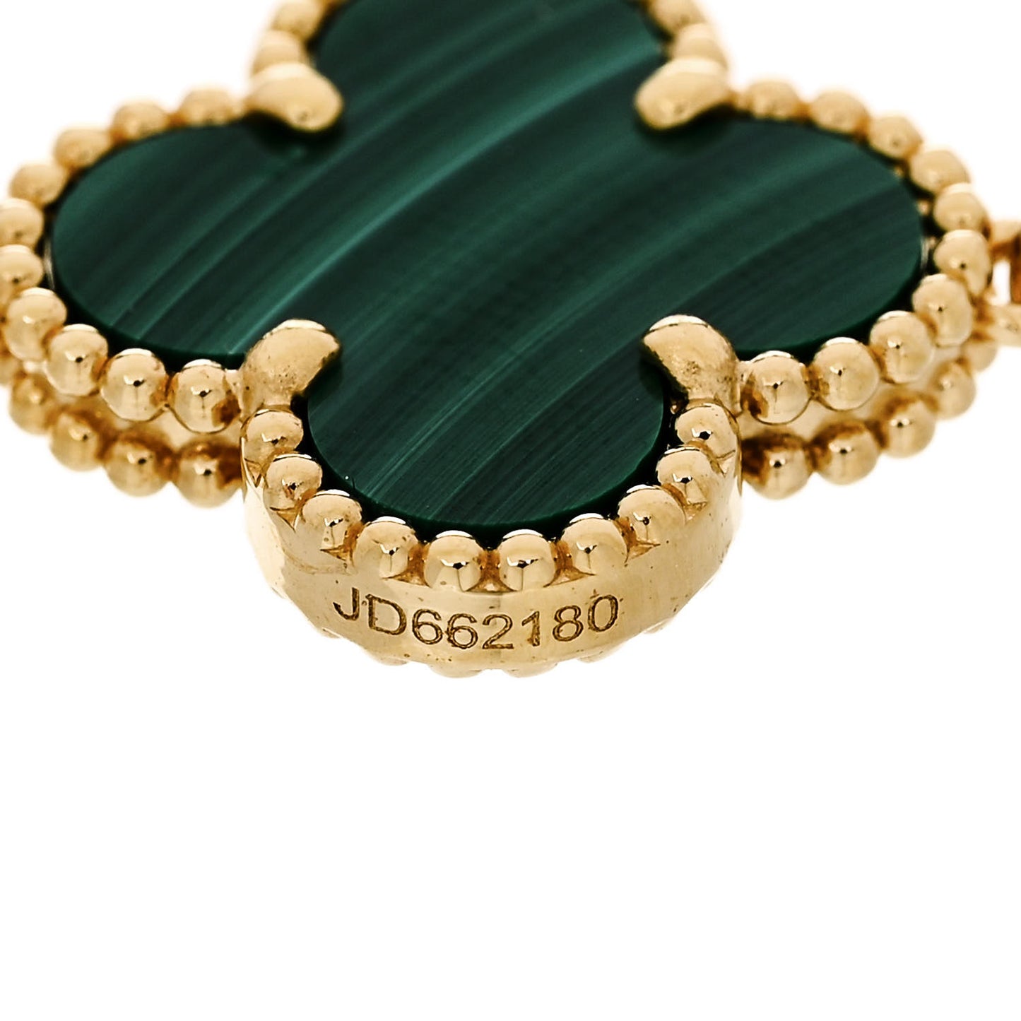 18K Yellow Gold Malachite 5 Motifs Vintage Alhambra Bracelet