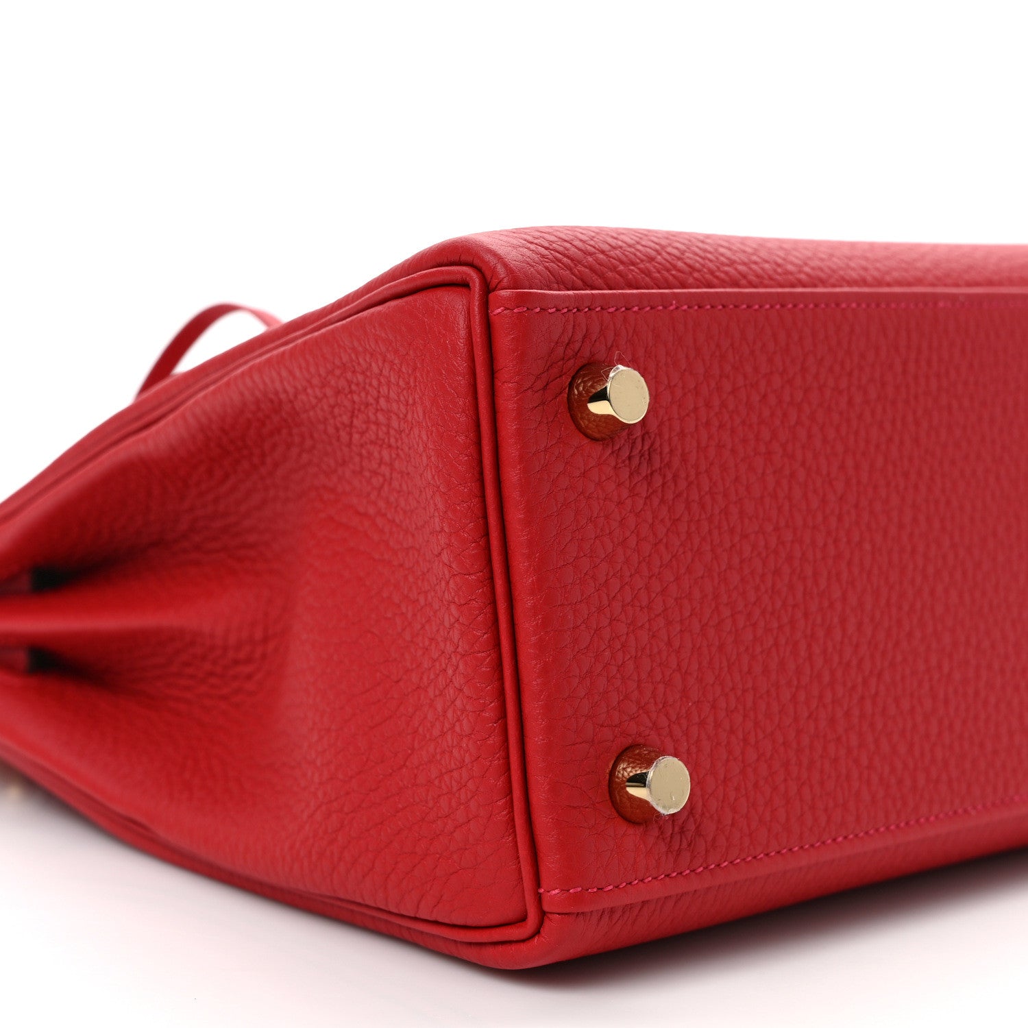 Hermes Togo Horseshoe Kelly Retourne 25 Rouge Casaque Gold 7 of 9