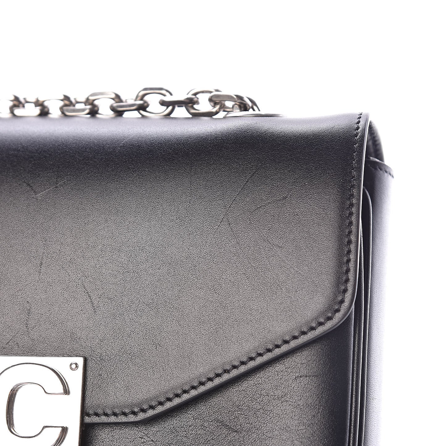 Shiny Calfskin Small C Bag Black