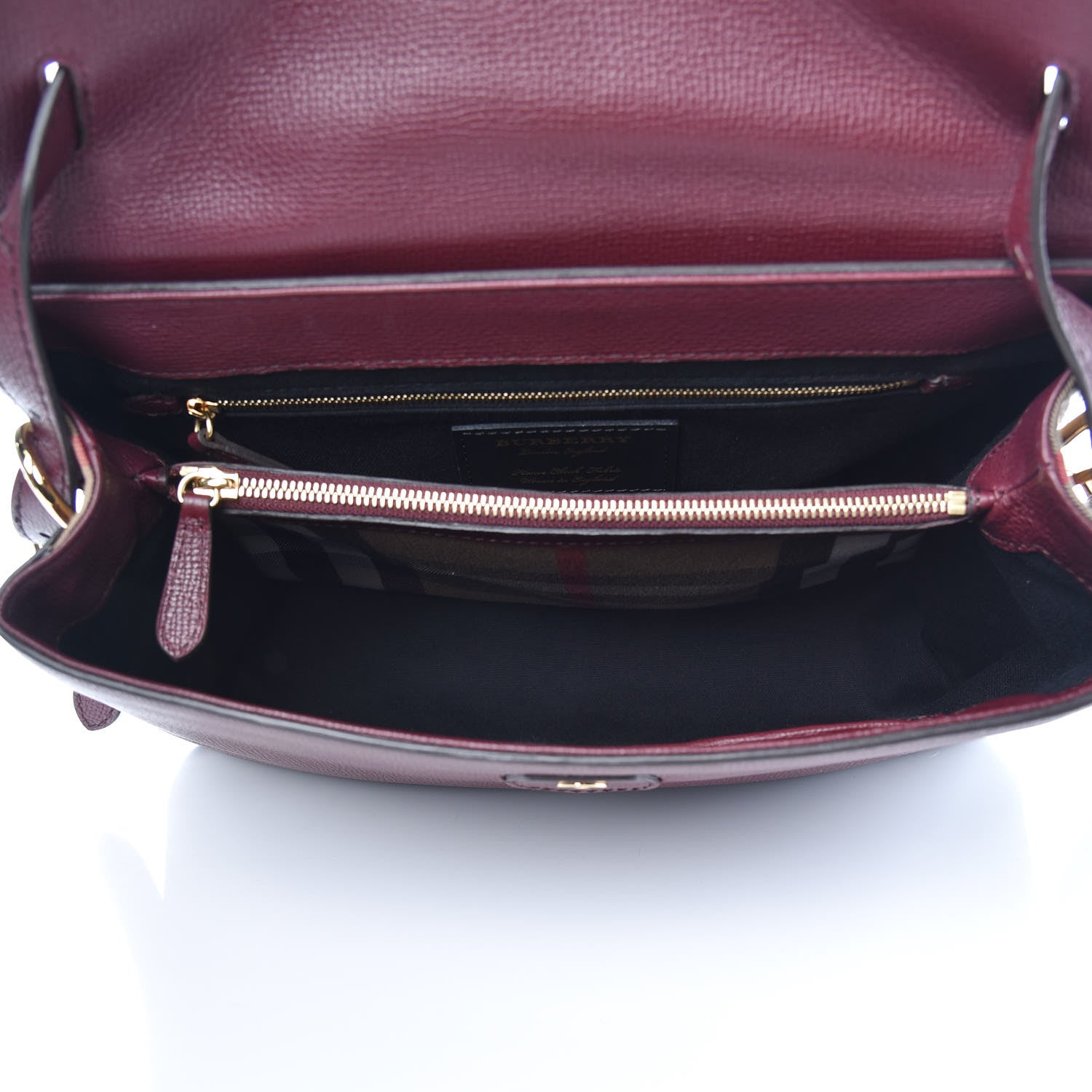 Burberry Derby Calfskin House Check Medium Camberley Burgundy 5 of 12