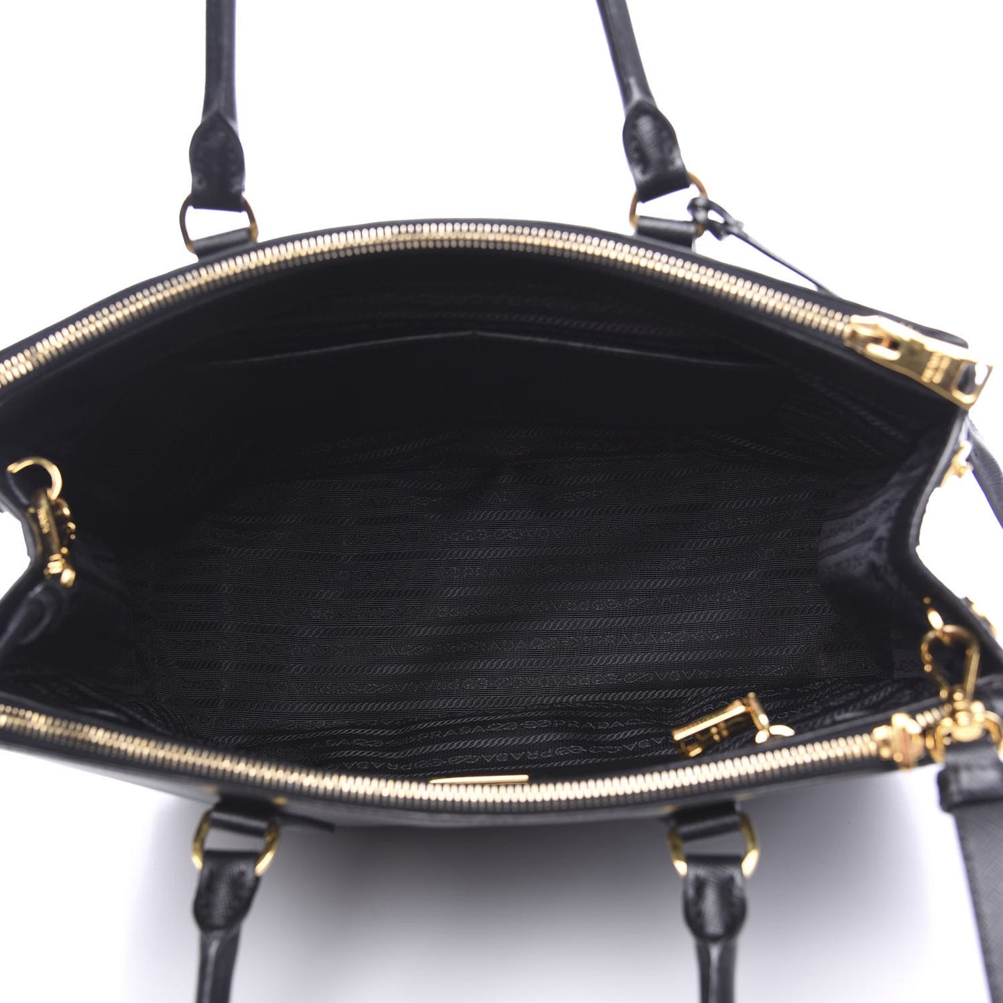 Saffiano Medium Galleria Double Zip Tote Black