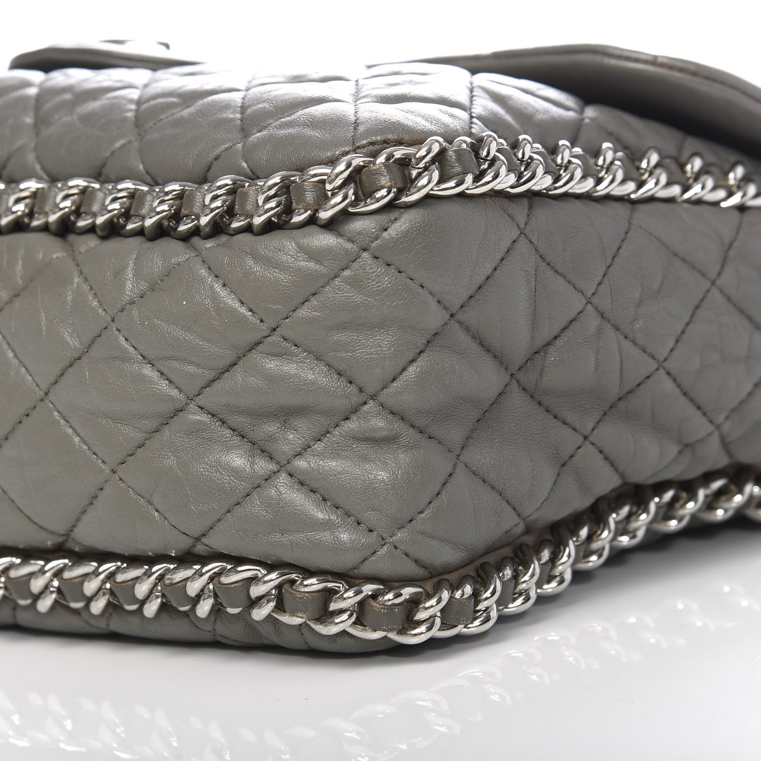 Chanel Washed Lambskin Quilted Maxi Chain Around Flap Taupe 11 of 12
