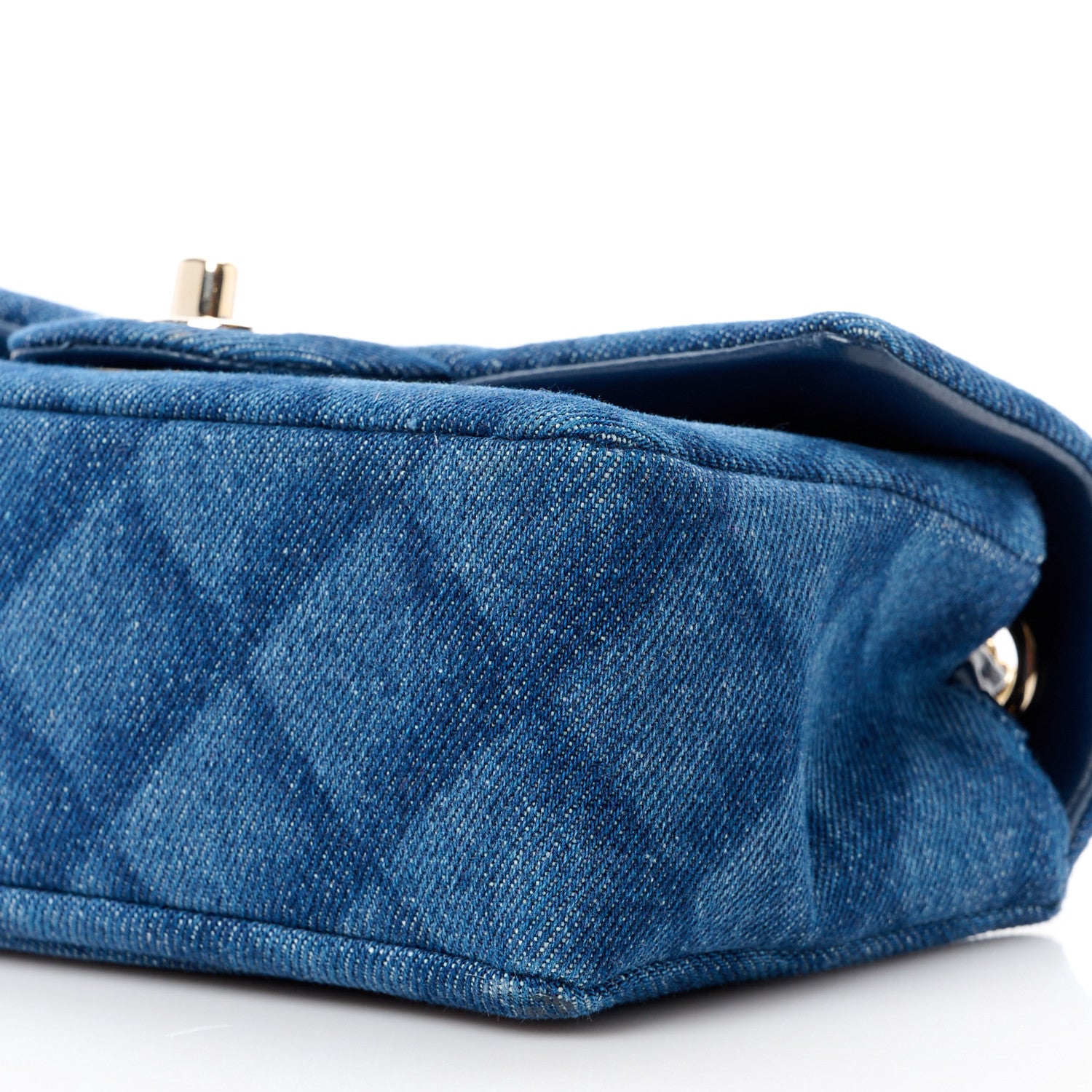 Chanel Printed Denim Quilted Mini Rectangular Flap Dark Blue 10 of 11