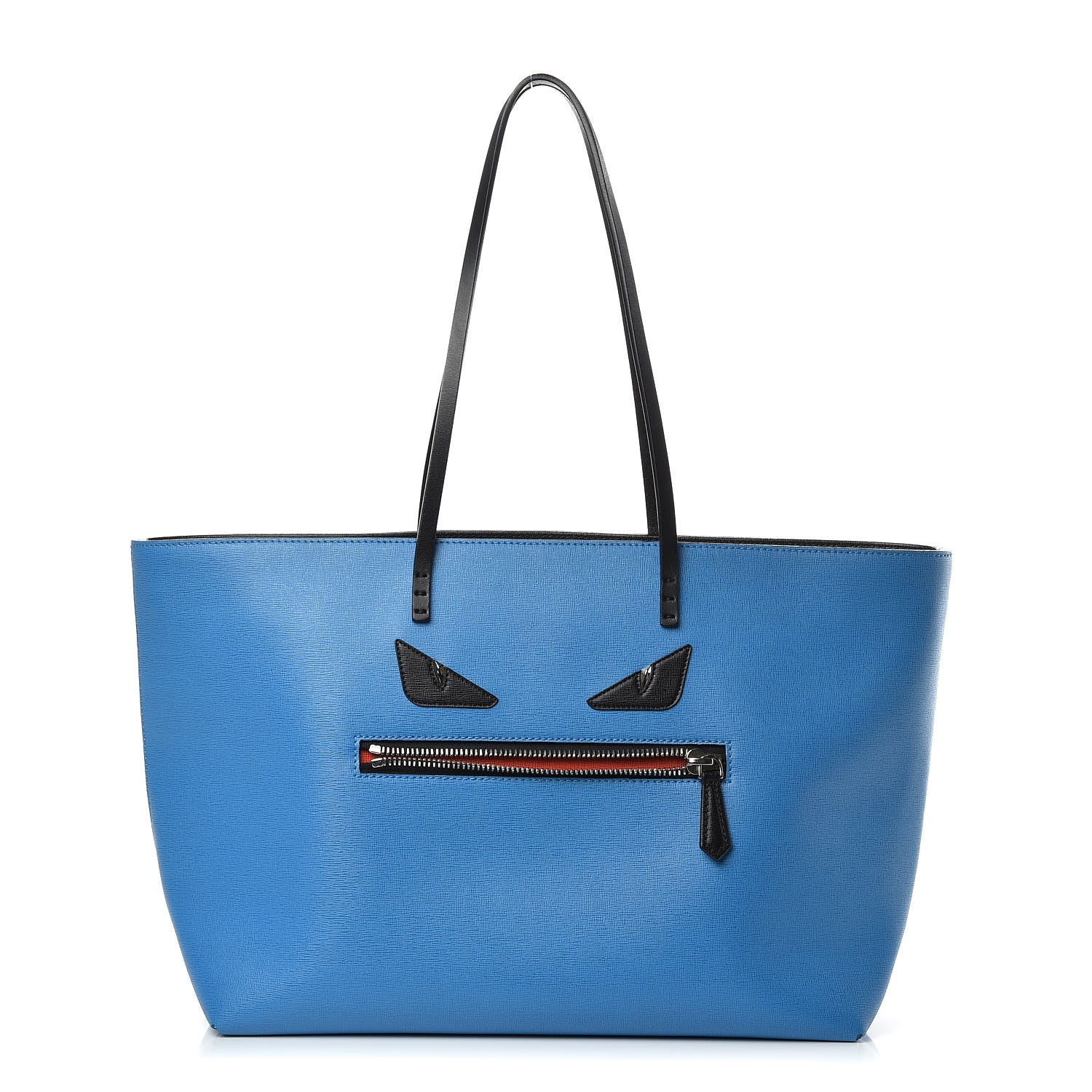 Fendi Vitello Elite Cuoio Monster Buggies Medium Roll Tote Blue Royal Black 1 of 9