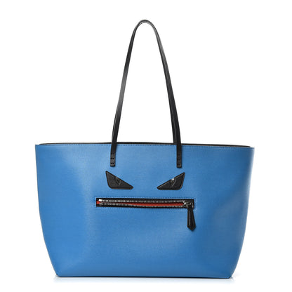 Fendi Vitello Elite Cuoio Monster Buggies Medium Roll Tote Blue Royal Black 1 of 9