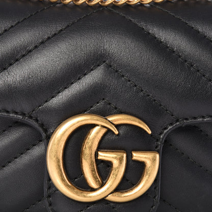 Gucci Calfskin Matelasse Super Mini GG Marmont Shoulder Bag Black 10 of 10