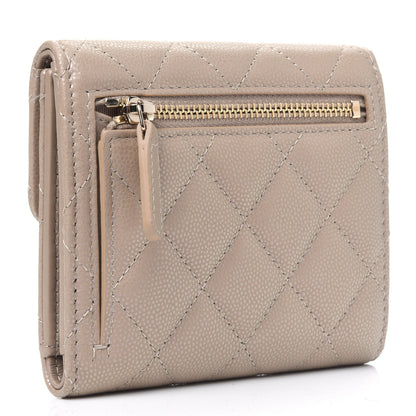 Chanel Iridescent Caviar Quilted Compact Flap Wallet Dark Beige 2 of 4