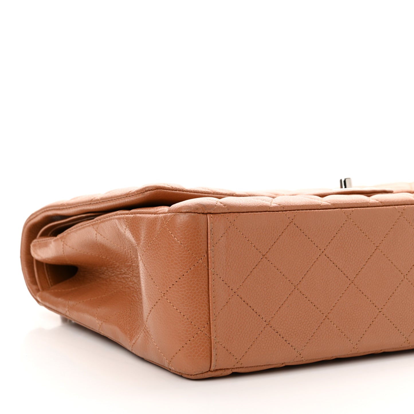 Caviar Quilted Maxi Double Flap Light Brown