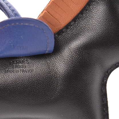 Hermes Milo Lambskin Grigri Rodeo Horse Bag Charm GM Black Bleu Saphir Gold 3 of 5