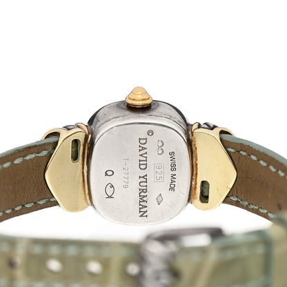 David Yurman Sterling Silver 14K Yellow Gold Alligator Blue Topaz Mother of Pearl 21mm Classic Quartz Watch 4 of 4