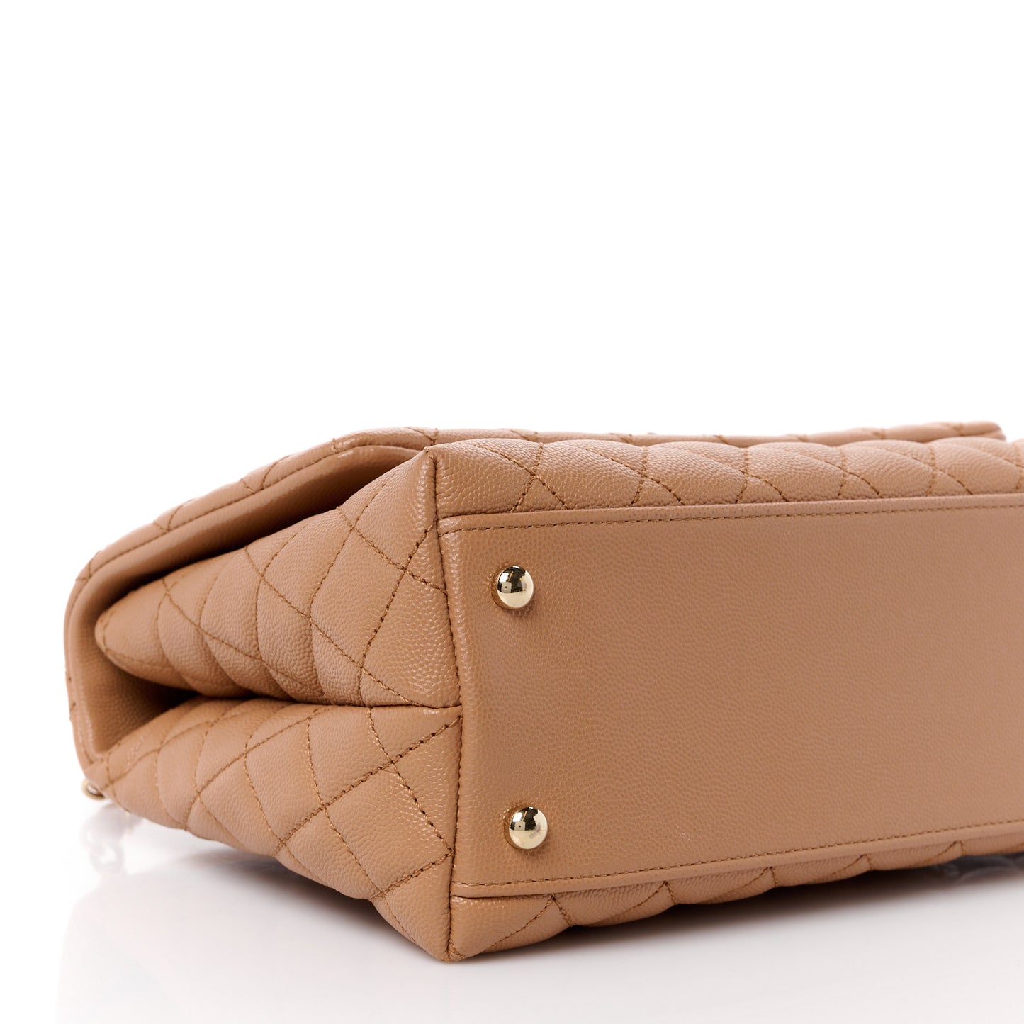 Caviar Quilted Lizard Embossed Small Coco Handle Flap Brown