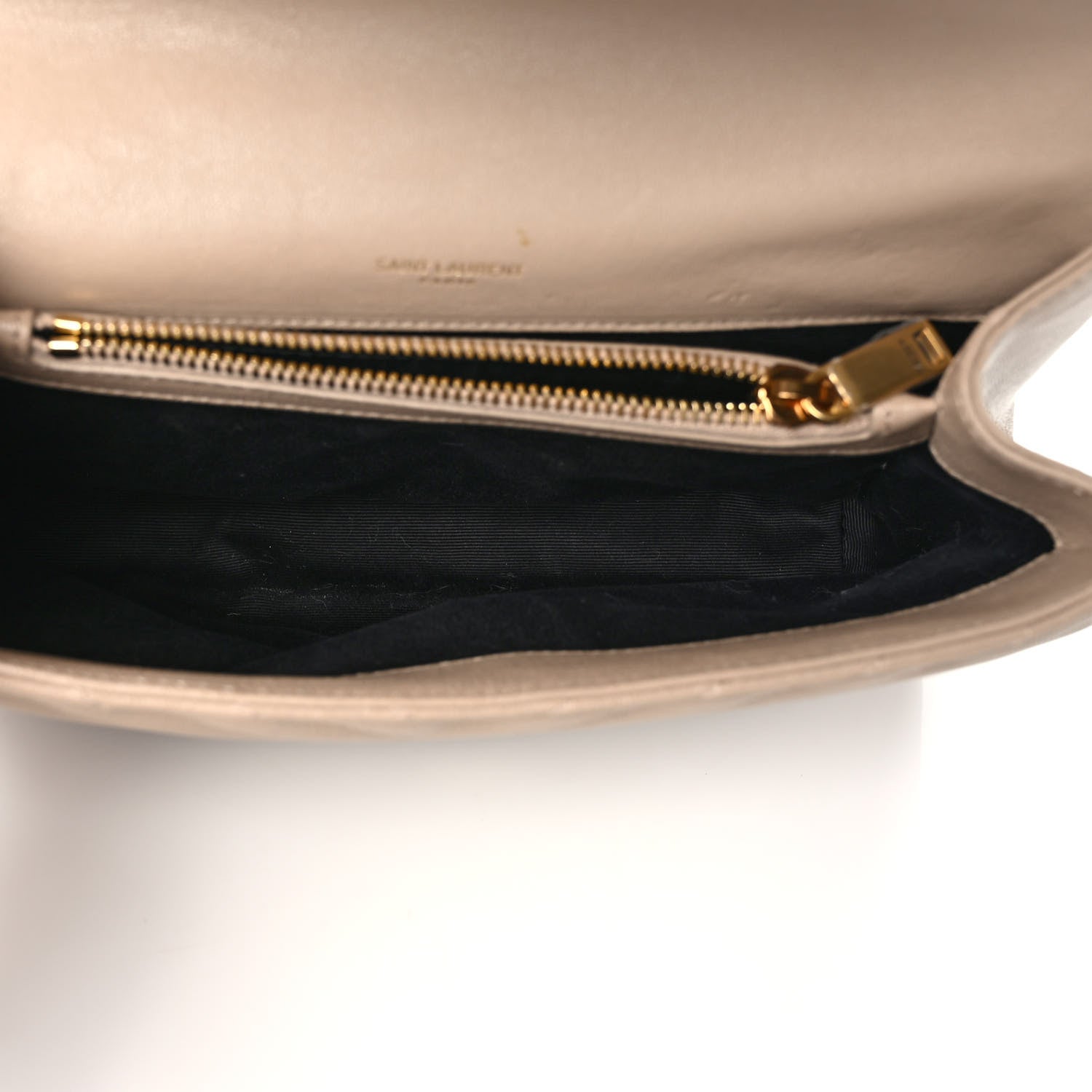 Saint Laurent Sheepskin Matelasse Chevron Monogram Medium College Bag Dark Beige 5 of 10