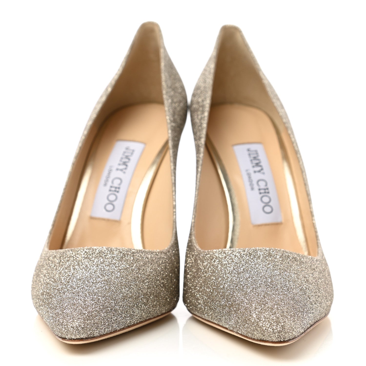 Jimmy Choo Coarse Glitter Pointy Toe Romy 100 Pumps 36.5 Silver 2 of 8