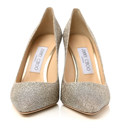 Jimmy Choo Coarse Glitter Pointy Toe Romy 100 Pumps 36.5 Silver 2 of 8