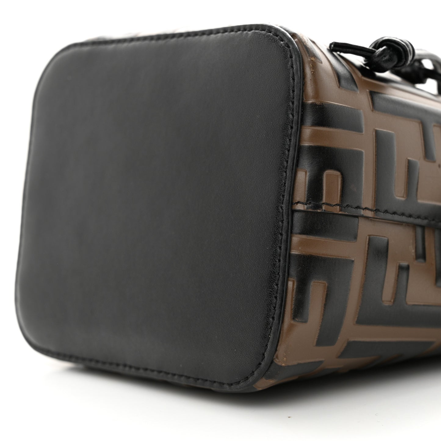 Vitello Liberty F is Fendi Bi-Color FF 1974 Embossed Mini Mon Tresor Bucket Bag Maya Black