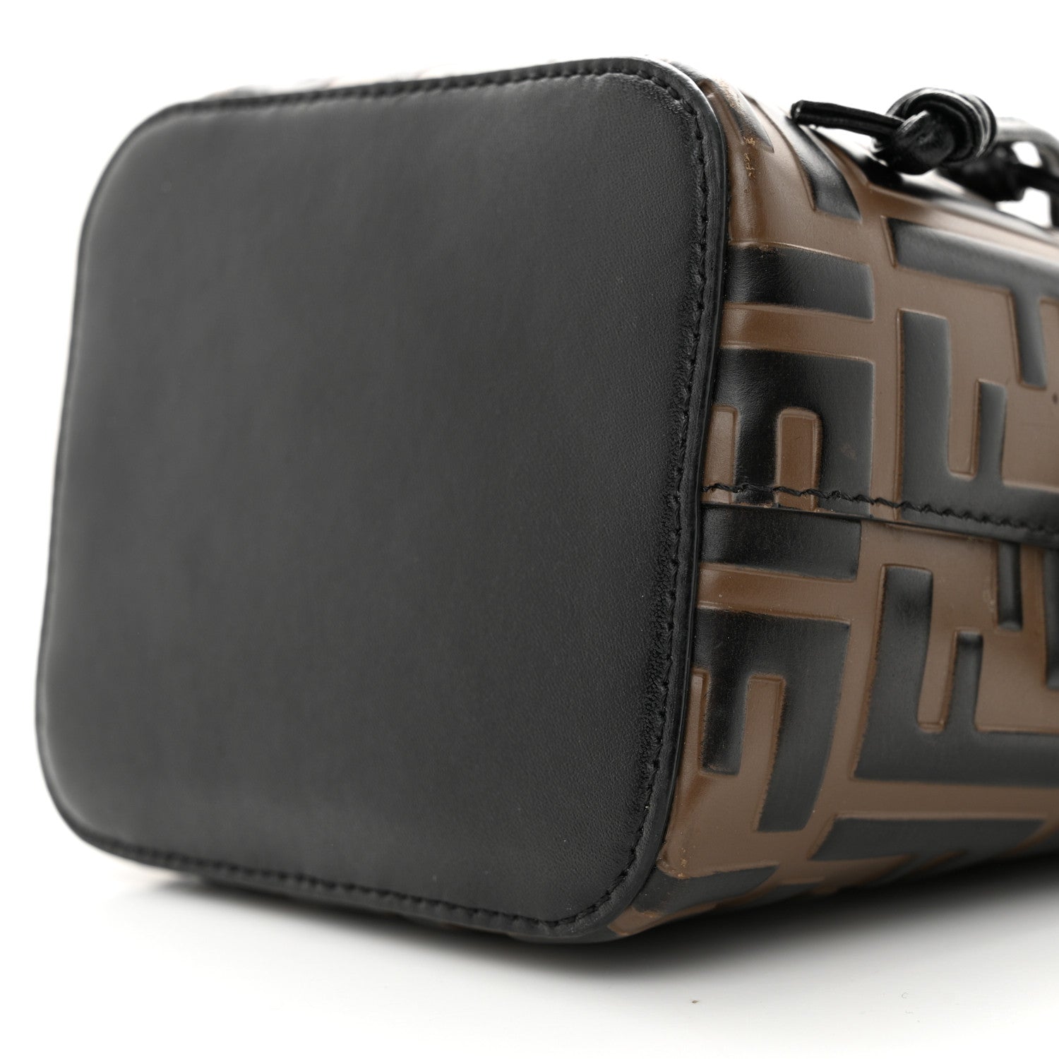 Fendi Vitello Liberty F is Fendi Bi-Color FF 1974 Embossed Mini Mon Tresor Bucket Bag Maya Black 10 of 11