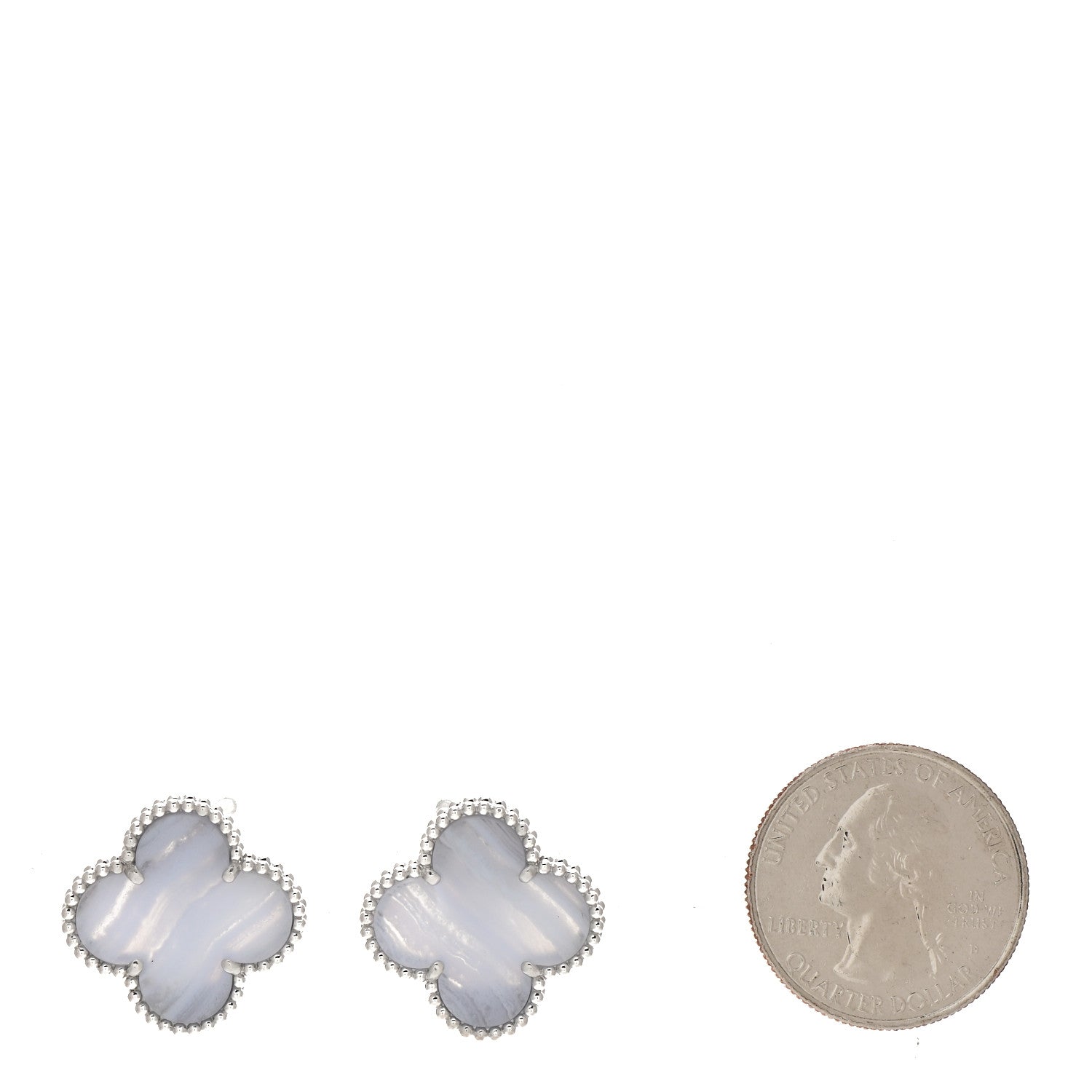 Van Cleef & Arpels 18K White Gold Chalcedony Magic Alhambra Earrings 2 of 6