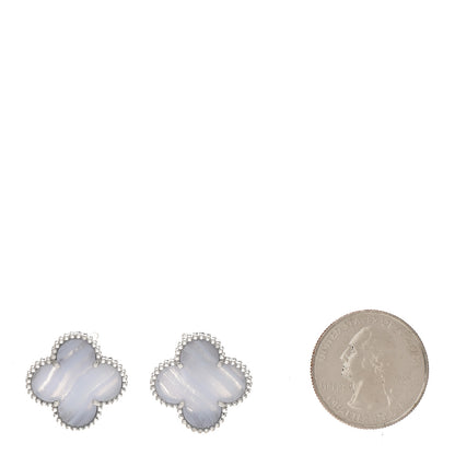 Van Cleef & Arpels 18K White Gold Chalcedony Magic Alhambra Earrings 2 of 6