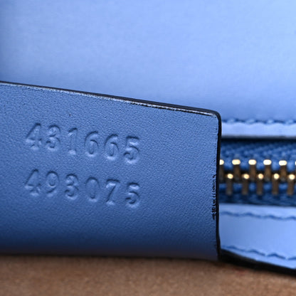 Gucci Calfskin Embroidered Medium Sylvie Top Handle Bag Clear Sky Blue 7 of 10