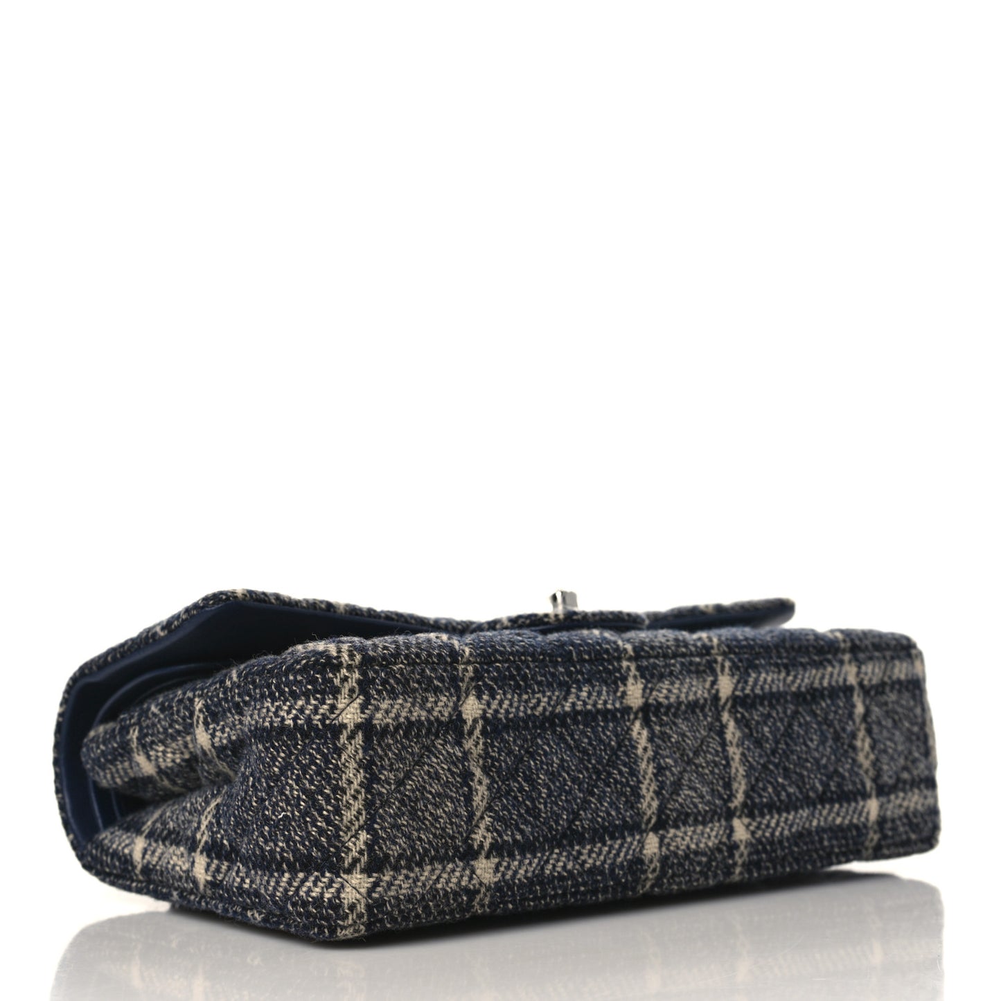 Tweed Quilted Medium Double Flap Black Blue Sea Green