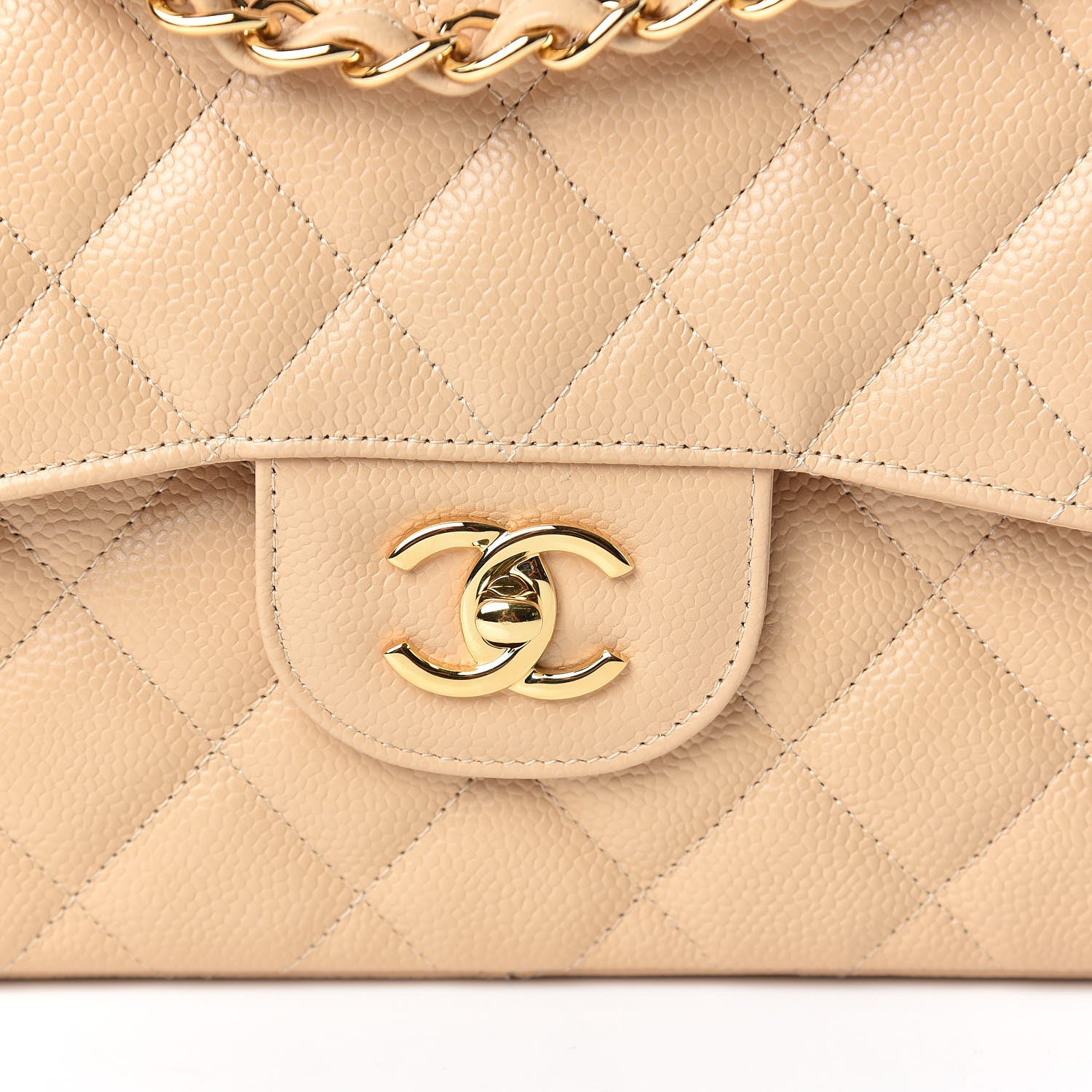 Chanel Caviar Quilted Jumbo Double Flap Beige Clair 10 of 11