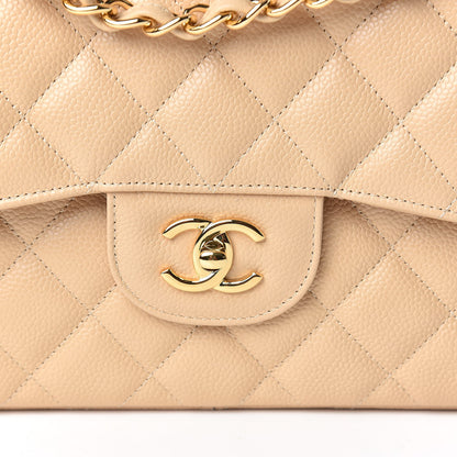 Chanel Caviar Quilted Jumbo Double Flap Beige Clair 10 of 11
