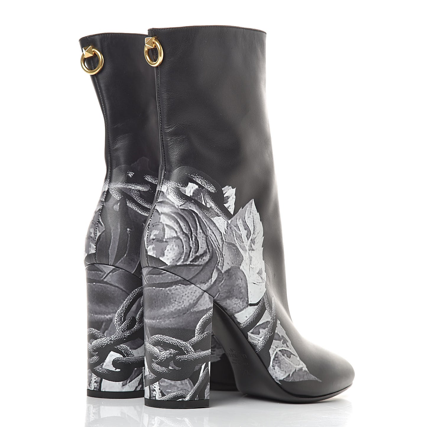 X UNDERCOVER Calfskin Print Ankle Boots 37.5 Black