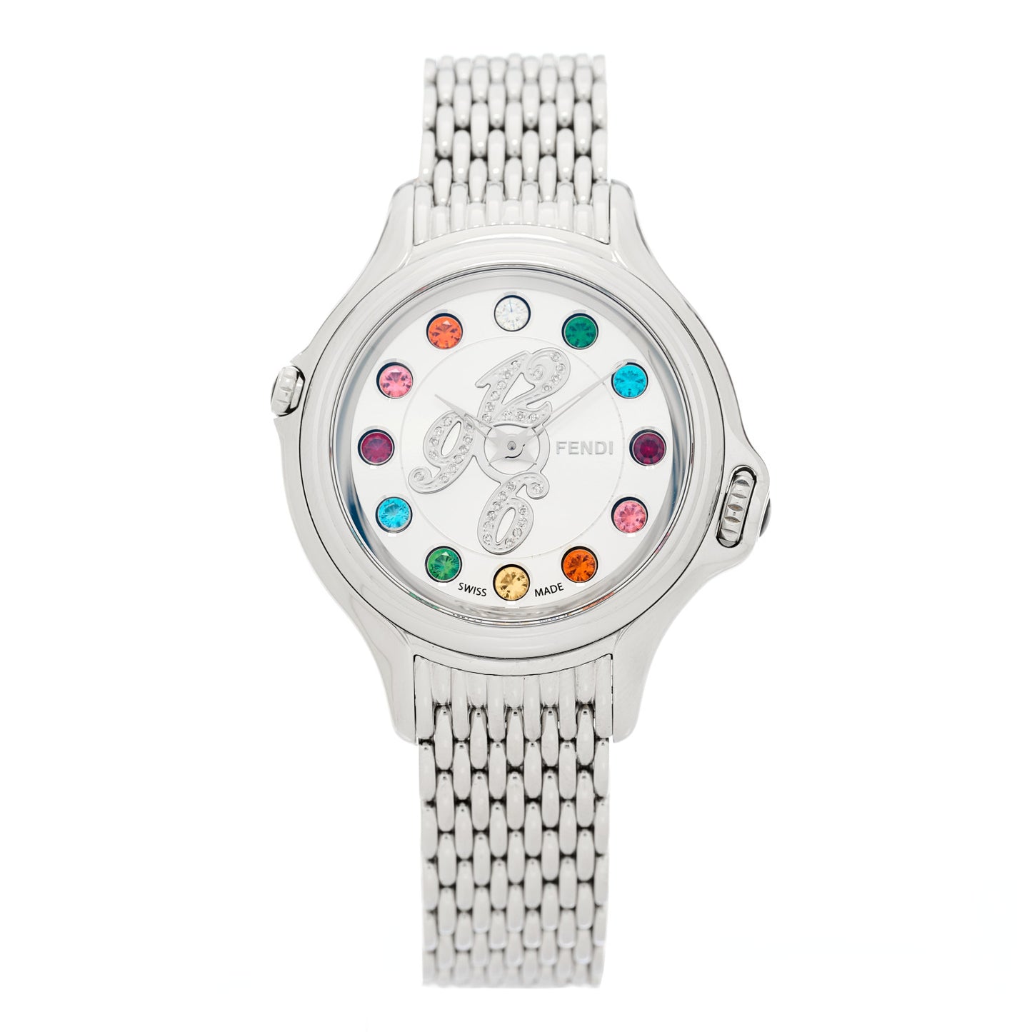 Stainless Steel Diamond Topaz 38mm Crazy Carats Rotating Gem Quartz Watch