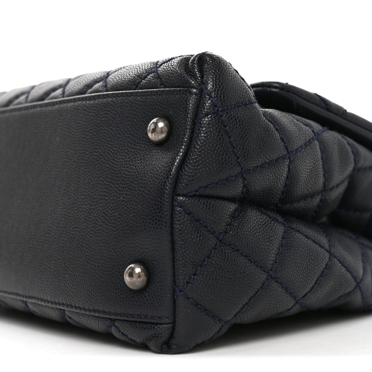 Chanel Caviar Lizard Embossed Quilted Small Coco Handle Flap Navy Blue 10 of 11