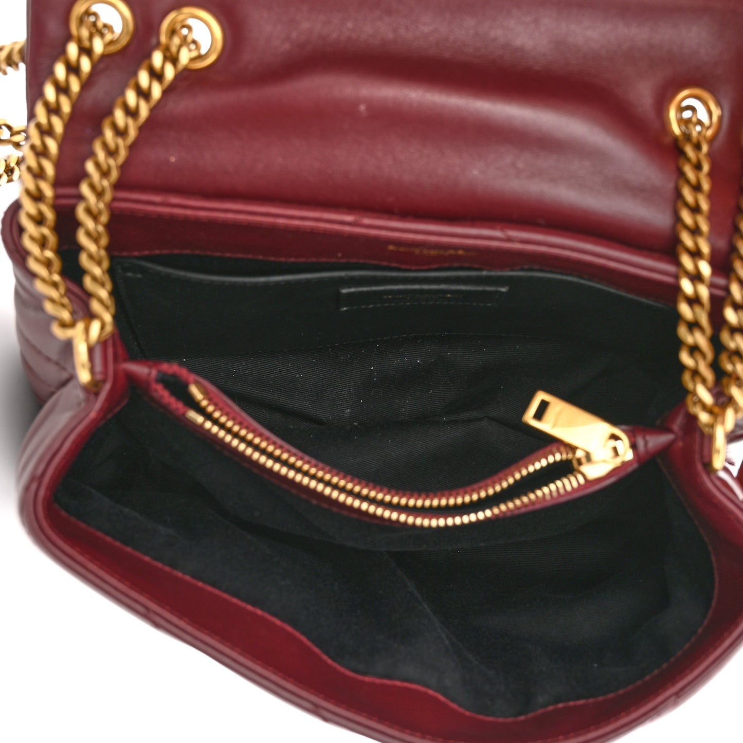 Calfskin Y Quilted Monogram Small Loulou Chain Satchel Dark Legion Red