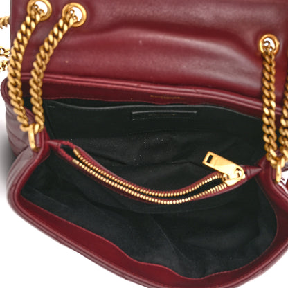 Saint Laurent Calfskin Y Quilted Monogram Small Loulou Chain Satchel Dark Legion Red 5 of 8