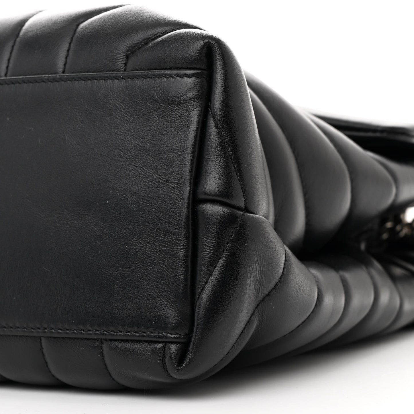 Calfskin Y Quilted Monogram Medium Loulou Chain Satchel Black