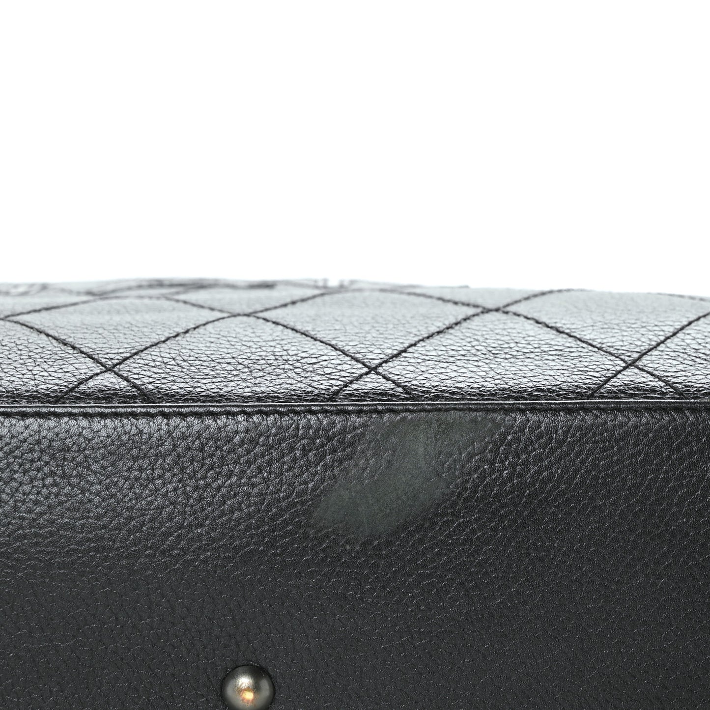 Calfskin Patent Quilted Bowler Black