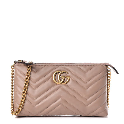 Gucci Calfskin Matelasse Mini GG Marmont Chain Bag Porcelain Rose 1 of 12