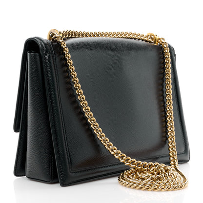 Salvatore Ferragamo SALVATORE FERRAGAMO Hammered Calfskin Vara Bow Chain Flap Crossbody Black 3 of 11