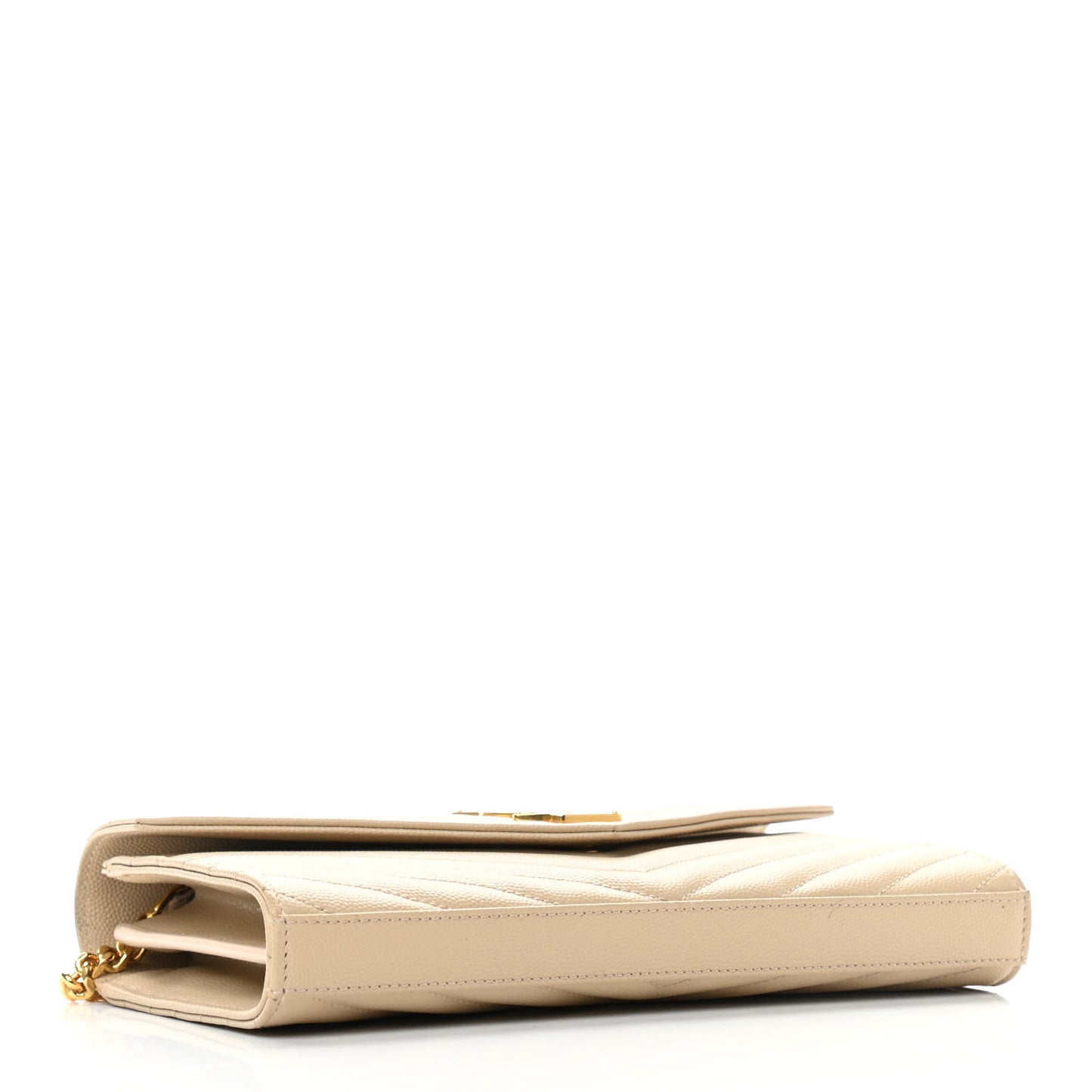 Grain De Poudre Matelasse Chevron Cassandre Chain Wallet Deep Beige