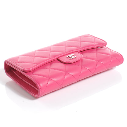 Chanel Lambskin Quilted Large Flap Wallet Dark Pink 4 of 9