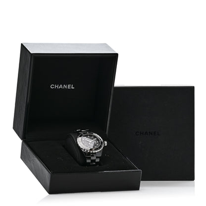 Chanel Stainless Steel Ceramic Diamond 38mm J12 Automatic Watch Black 5 of 5