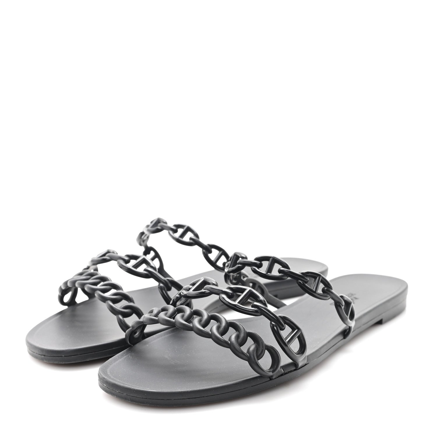 Hermes Rubber Chaine d'Ancre Rivage Sandals 38 Black 1752480