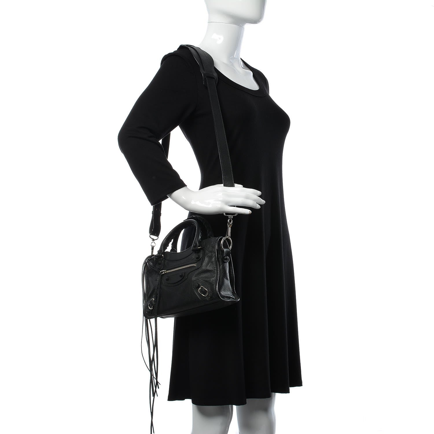 Balenciaga Matte Goatskin Rubber Covered Classic Hardware Mini City Black 2 of 11